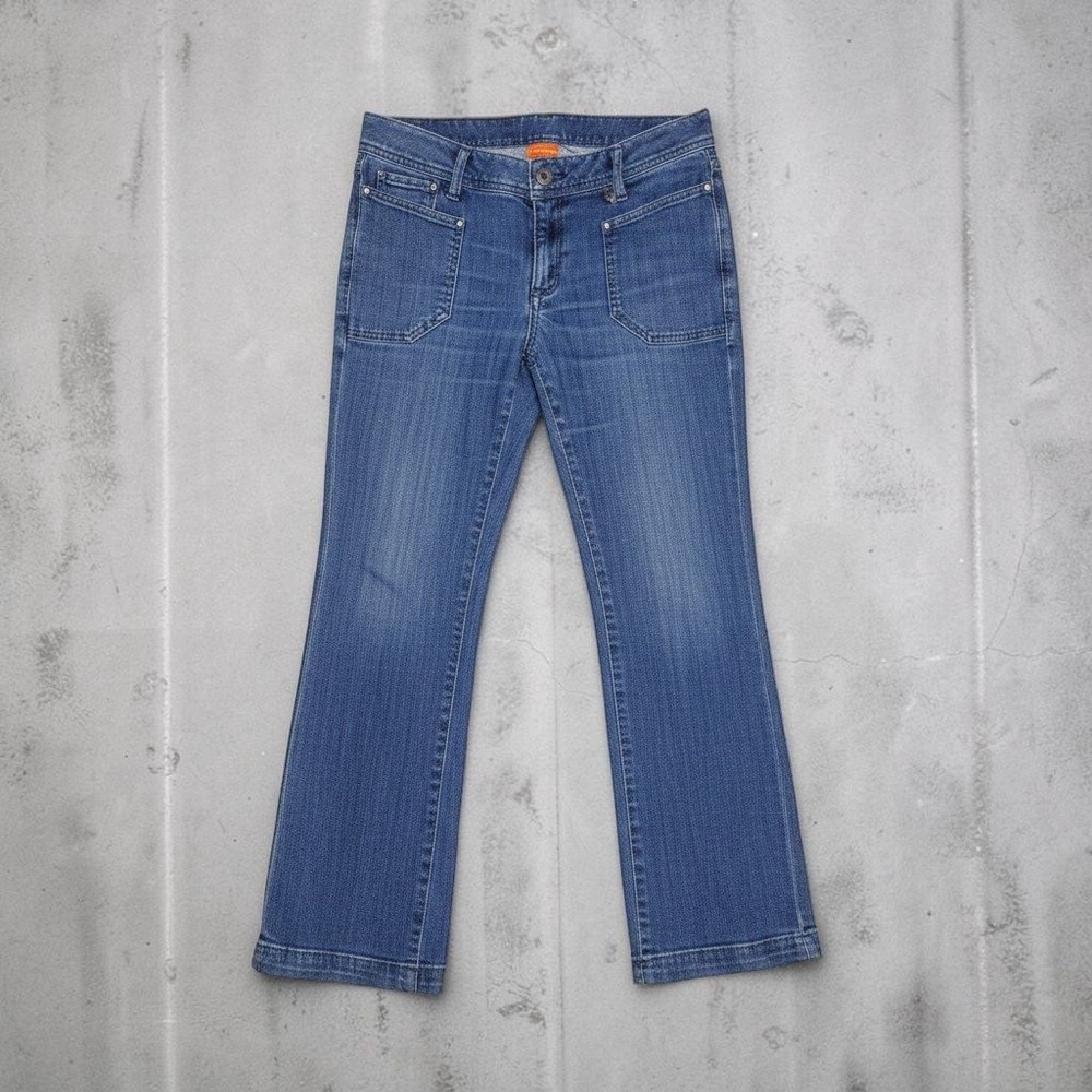 Merrell Womens Size 6 Blue Denim Bootcut Jeans Mid Rise Patch Pockets Outdoor